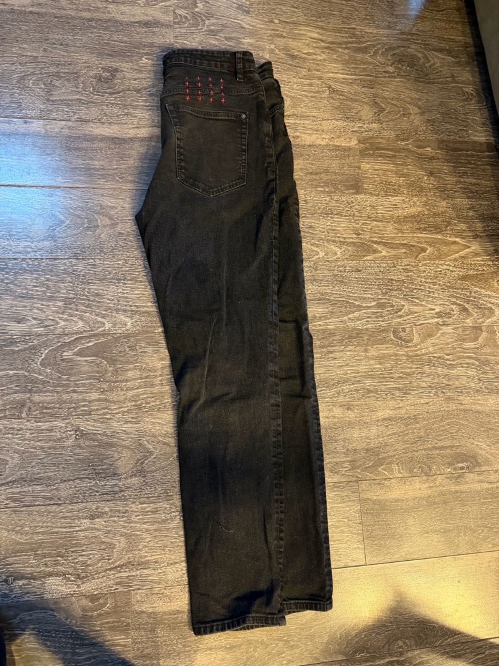 Ksubi Black Jeans with Red Stitch Detail